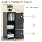 HOMCOM Rolling Storage Cabinet 3-Tier Mobile File Cabinet with Wheels & Metal Doors for Home Office, Living Room, Black - anydaydirect