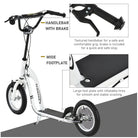 HOMCOM Youth Scooter Front and Rear Caliper Dual Brakes 12-Inch Inflatable Front Wheel Ride On Toy For Age 5+ - anydaydirect