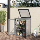 Outsunny 3-tier Wood Greenhouse Garden Polycarbonate Cold Frame Balcony Grow House w/ Storage Shelf for Plants, Flowers, Dark Grey - anydaydirect