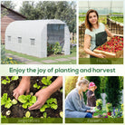 Outsunny 4.5 x 2 x 2 m Polytunnel Greenhouse, Walk-in Green House for Garden with Mesh Windows, Galvanised Steel Frame, White - anydaydirect