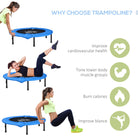 HOMCOM ?101 Mini Fitness Trampoline Home Gym Yoga Exercise Rebounder Indoor Outdoor Jumper with Safety Pad, Support Up to 100 KG, Blue and Black - anydaydirect