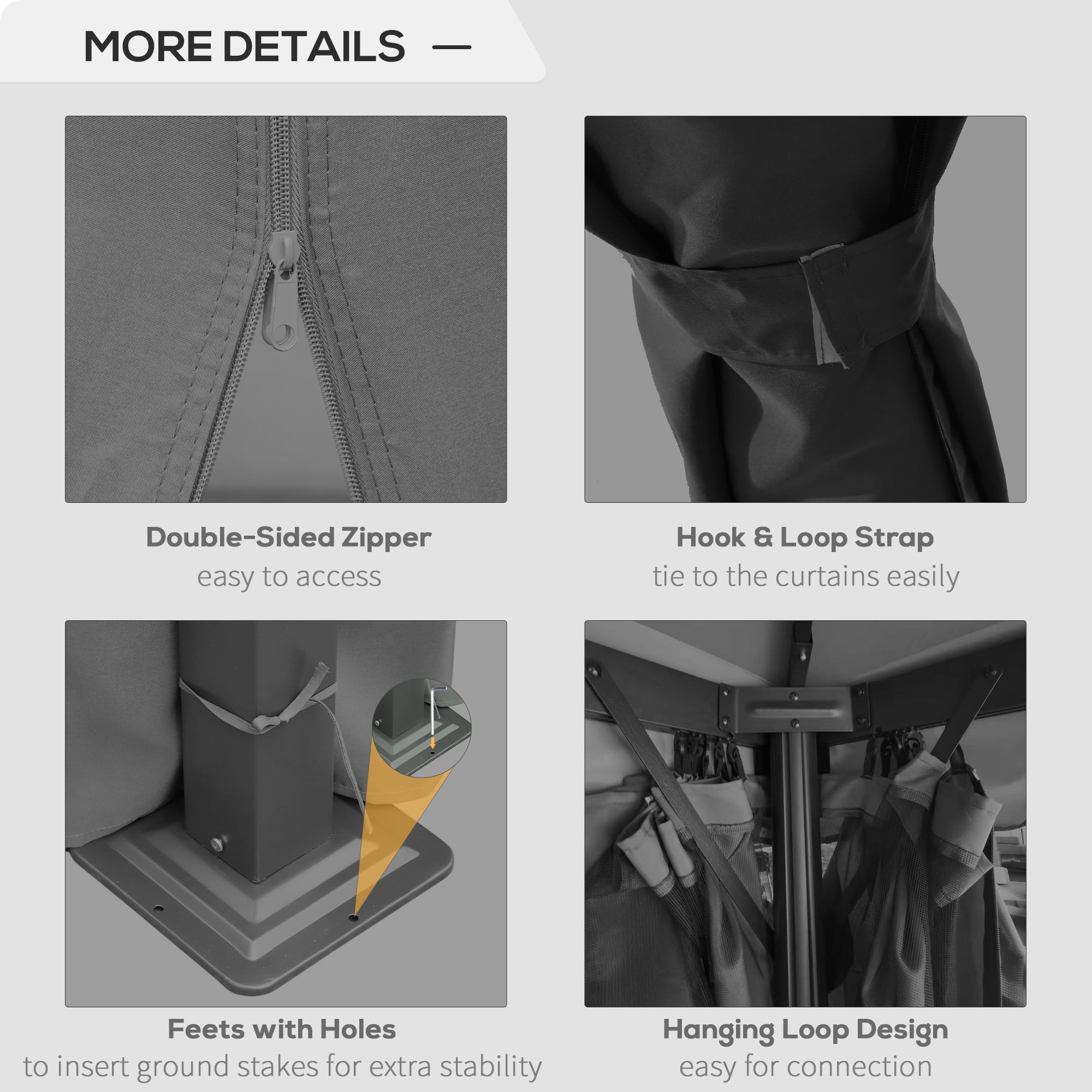 Outsunny 3 x 3(m) Patio Gazebo Canopy Garden Pavilion Tent Shelter Marquee with 2 Tier Water Repellent Roof, Mosquito Netting and Curtains, Aluminium Frame, Dark Grey - anydaydirect