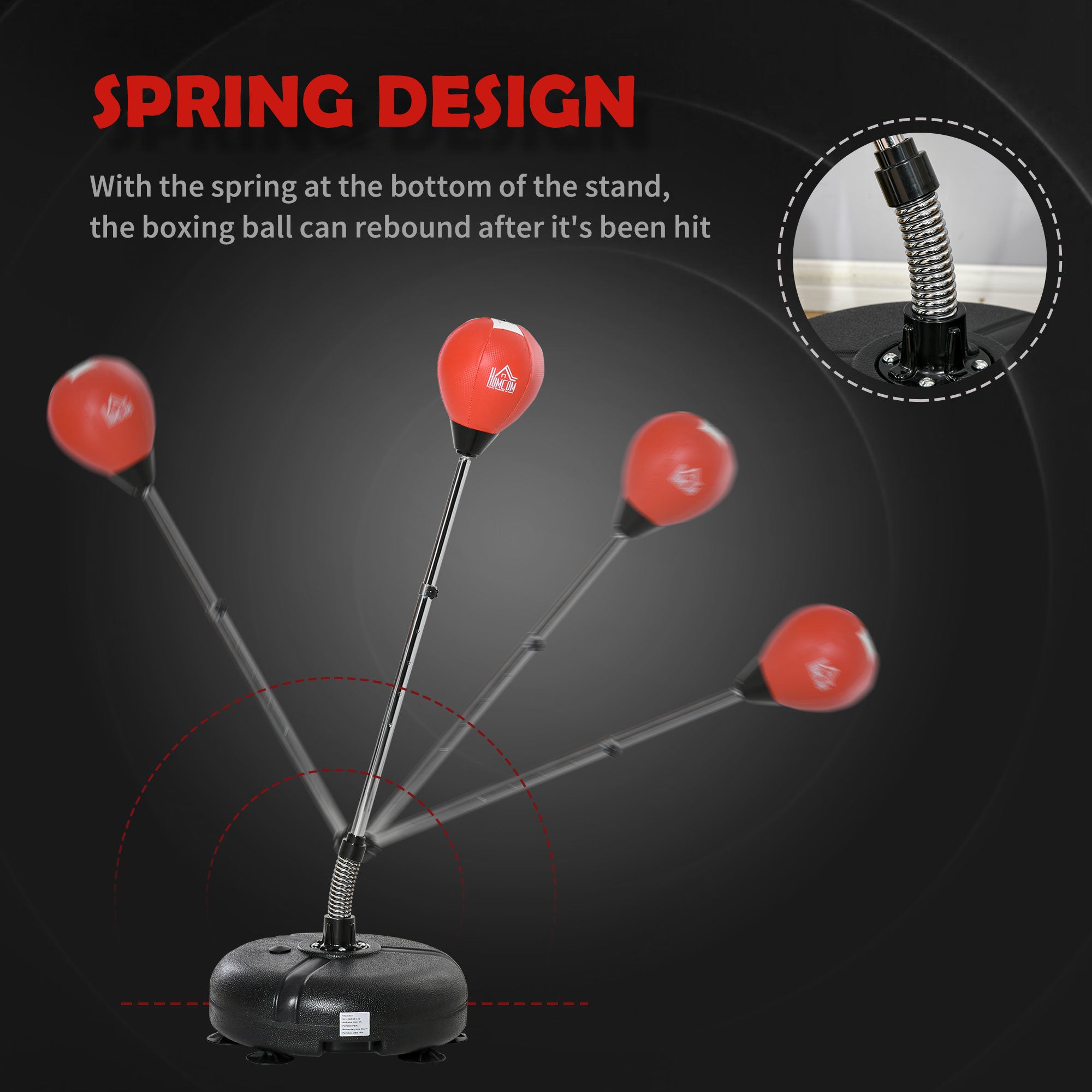 HOMCOM Punching Bag with Stand, 132-158cm Adjustable Height, for Teens, Red/Black - anydaydirect