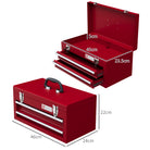 DURHAND Lockable Metal Tool Box, 2 Drawer Tool Chest with Latches, Handle, Ball Bearing Runners, Red - anydaydirect