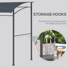 Outsunny 2.2 x 1.5 m BBQ Grill Gazebo Tent, Garden Grill with Metal Frame, Curved Canopy and 10 Hooks, Outdoor Sun Shade, Dark Grey - anydaydirect