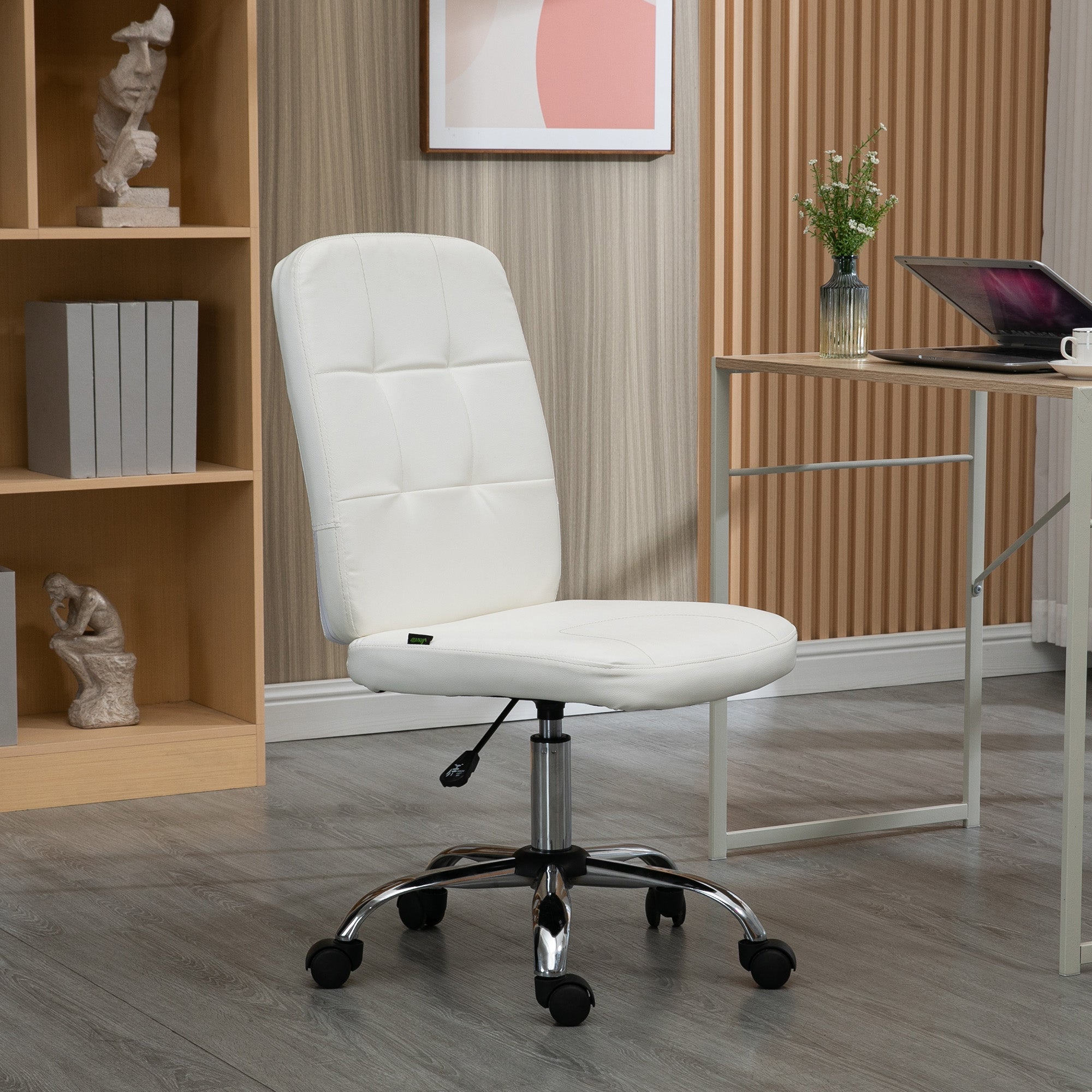Vinsetto Armless Faux Leather Office Chair - White - anydaydirect