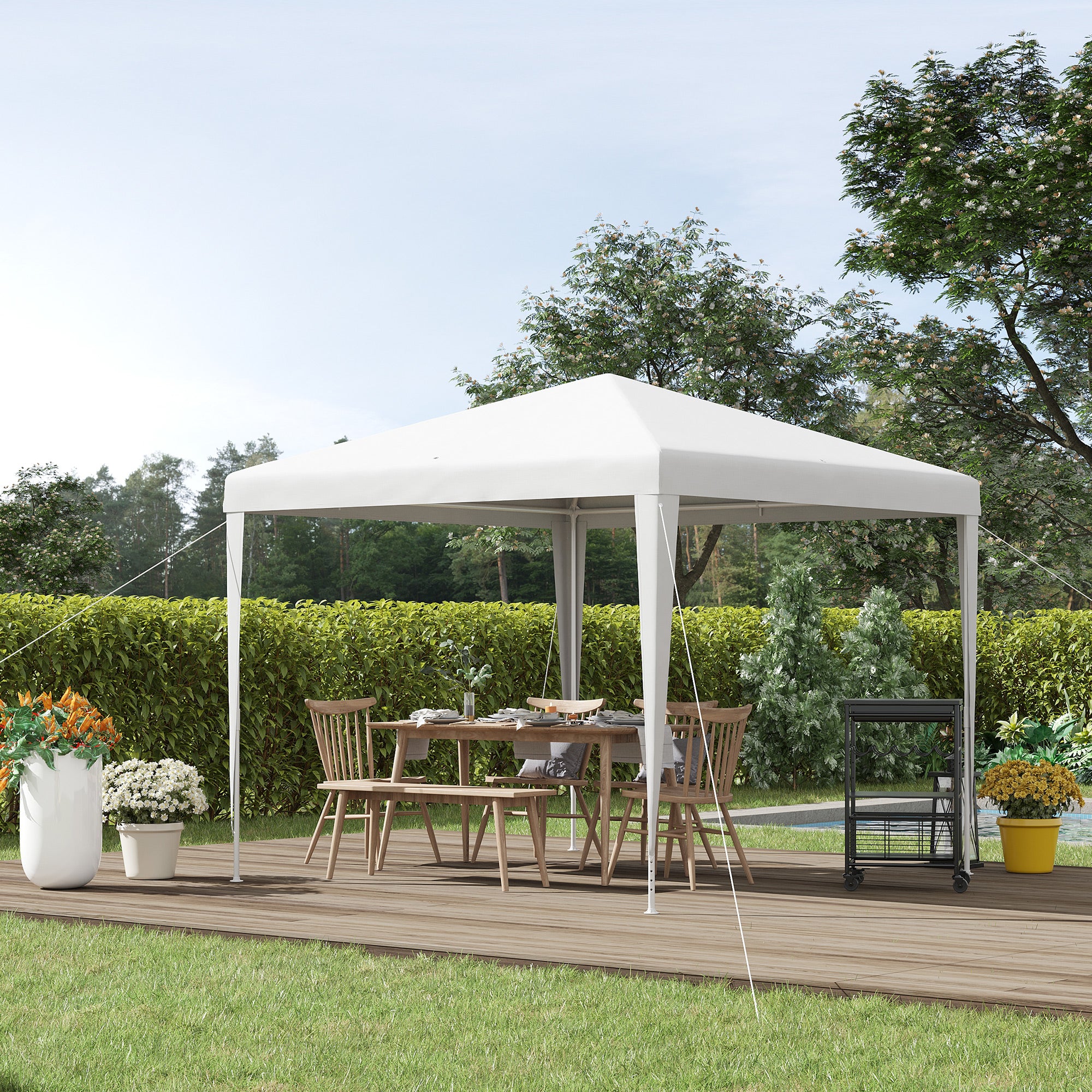 Outsunny 2.7m x 2.7m Garden Gazebo Marquee Party Tent Wedding Canopy Outdoor(White) - anydaydirect