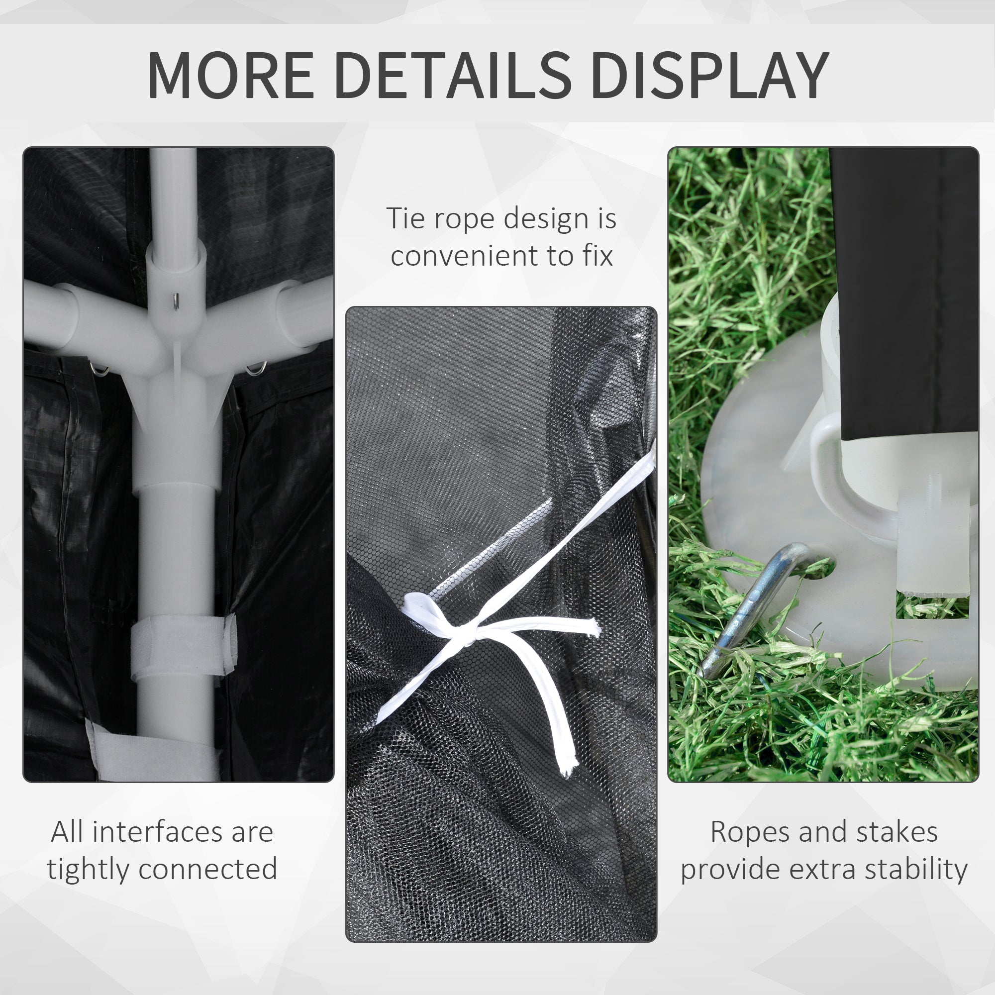 Outsunny 4 x 3 m Party Tent Wedding Gazebo Outdoor Waterproof PE Canopy Shade with Panel Grey - anydaydirect