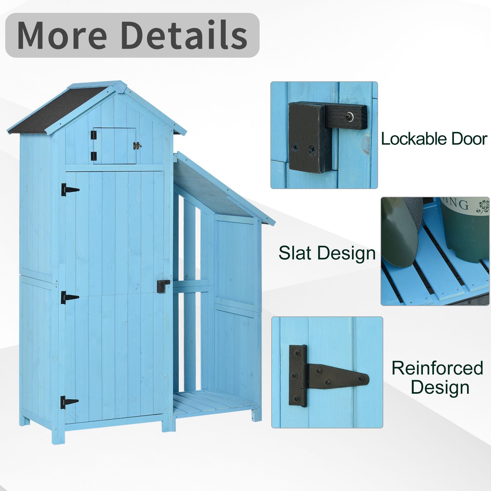Outsunny Garden Shed Wooden Firewood House Storage Cabinet Waterproof Asphalt Roof Tool Organizer with Lockable Door, 180 x 130 x 55 cm - anydaydirect
