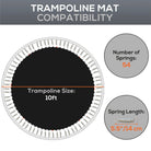 SPORTNOW Trampoline Replacement Mat with Spring Pull Tool, 54 V-Hooks, for 10ft Trampoline using 14cm Springs, Black - anydaydirect