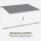 Outsunny 4x3m Full Cassette Electric/Manual Retractable Awning, Sun Canopies for Patio Door Window with Remote Controller, Grey - anydaydirect