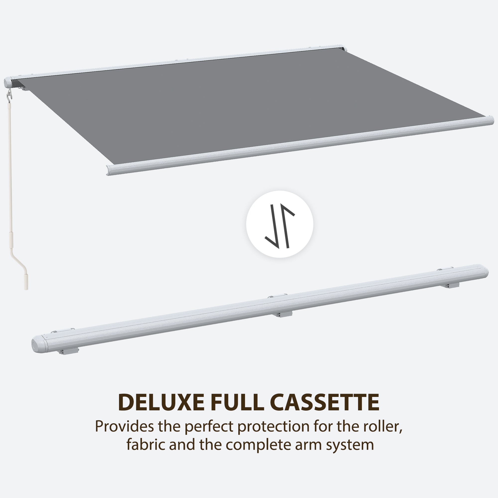 Outsunny 4x3m Full Cassette Electric/Manual Retractable Awning, Sun Canopies for Patio Door Window with Remote Controller, Grey - anydaydirect