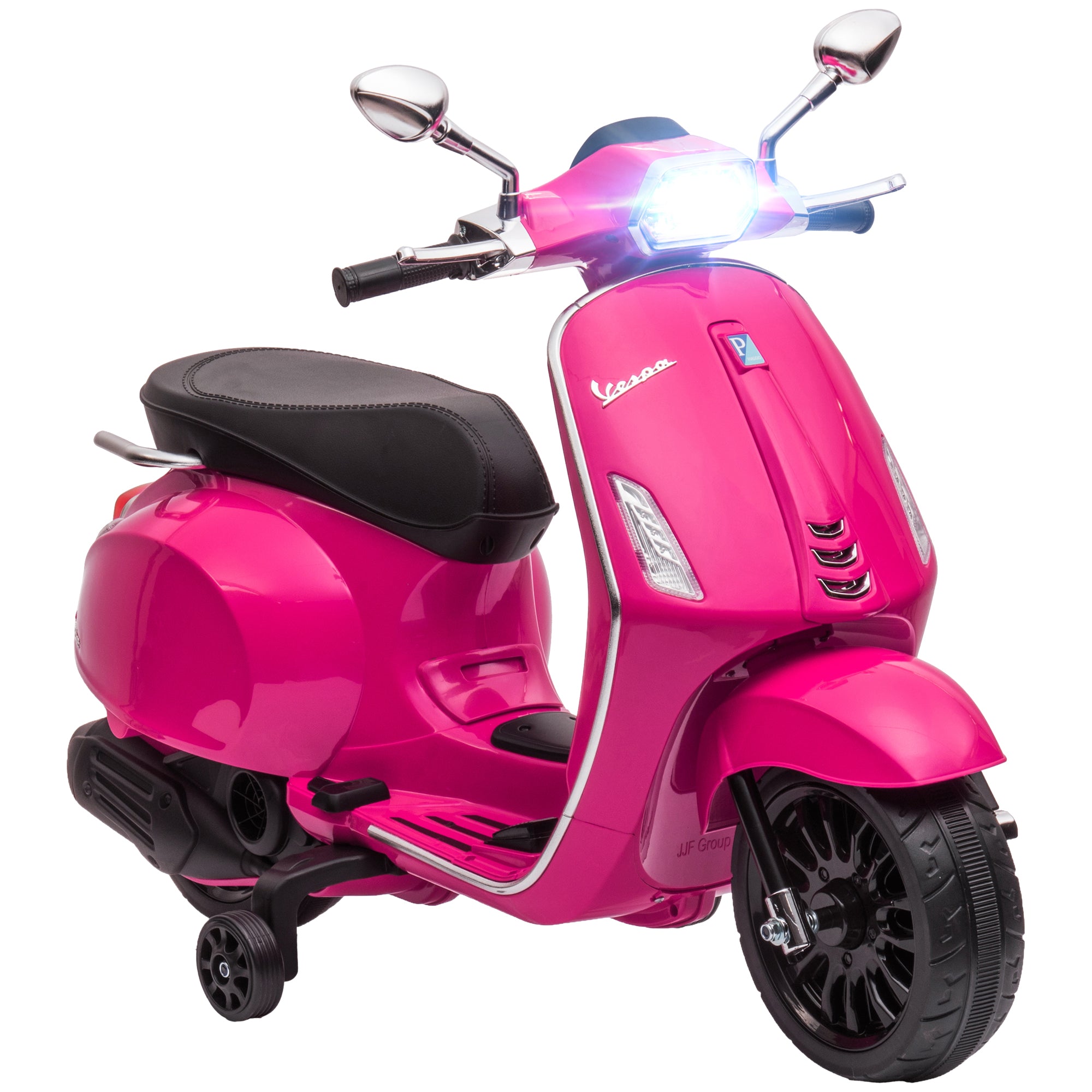 AIYAPLAY 12V Vespa Licensed Kids Electric Motorbike w/ Music, Headlights, FM Radio, for 3-6 Years - Pink - anydaydirect
