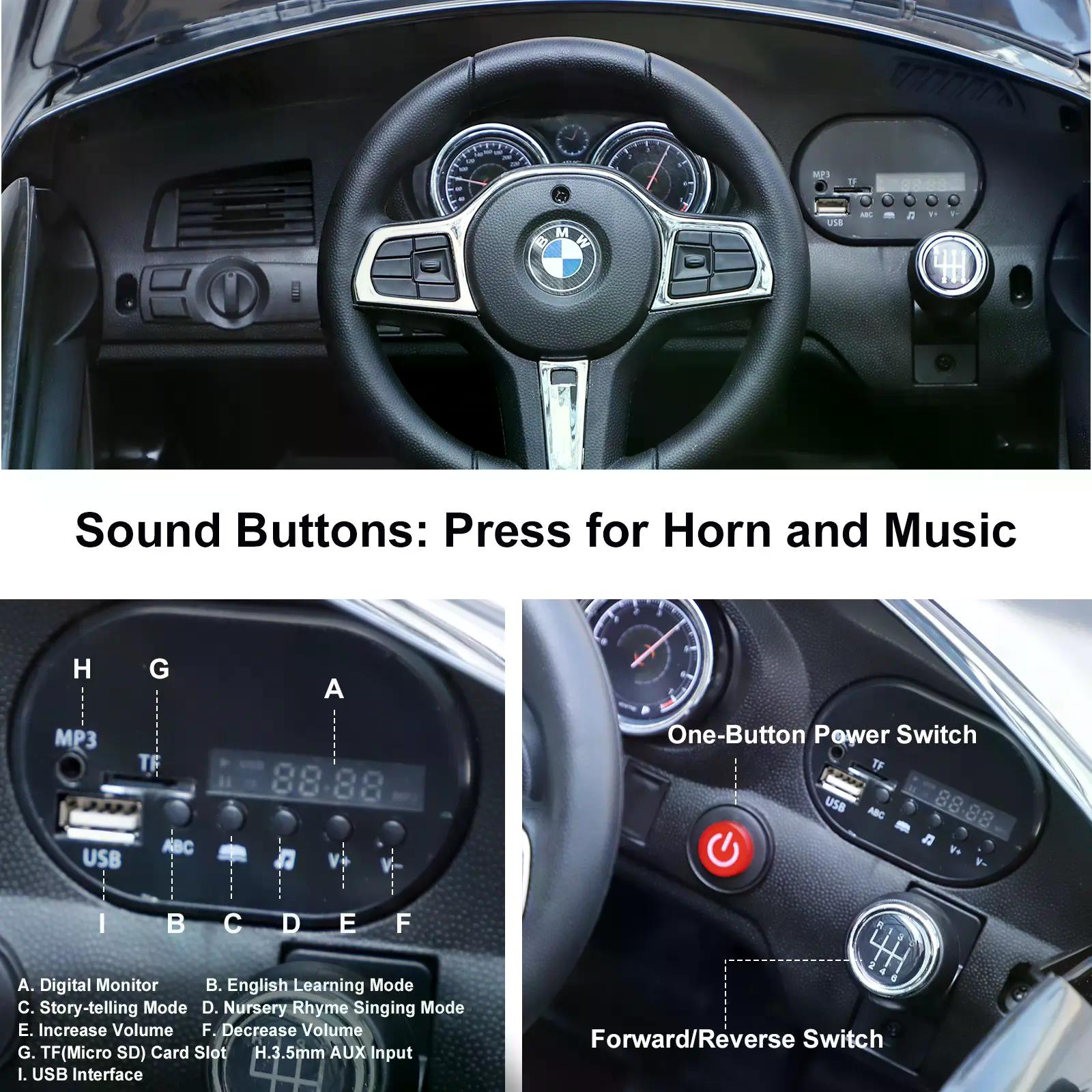 HOMCOM Kids Electric Ride On Car 6V Licensed BMW 6GT W/ Remote-Black - anydaydirect