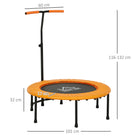 HOMCOM 40" Fitness Trampoline with Adjustable Handle, Rebounder Trampoline Mini Jumper for Indoor Exercise Workout, Support Up to 100kg, Orange - anydaydirect