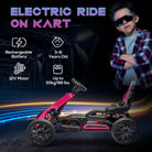 HOMCOM 12V Electric Go Kart for Kids, Ride-On Racing Go Kart w/ Forward Reversing, Rechargeable Battery, 2 Speeds, for Kids Aged 3-8, Pink - anydaydirect