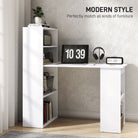 HOMCOM 120cm Modern Computer Desk Bookshelf Study Table Workstation PC Laptop Writing Home Office 6 Shelves, White - anydaydirect