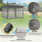 Outsunny 3 x 3(m) Pop Up Gazebo Party Tent with Solar-Powered LED Lights, Adjustable Event Shelter with Netting, Grey - anydaydirect