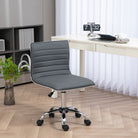 HOMCOM Adjustable Swivel Office Chair with Armless Mid-Back in PU Leather and Chrome Base - Dark Grey - anydaydirect