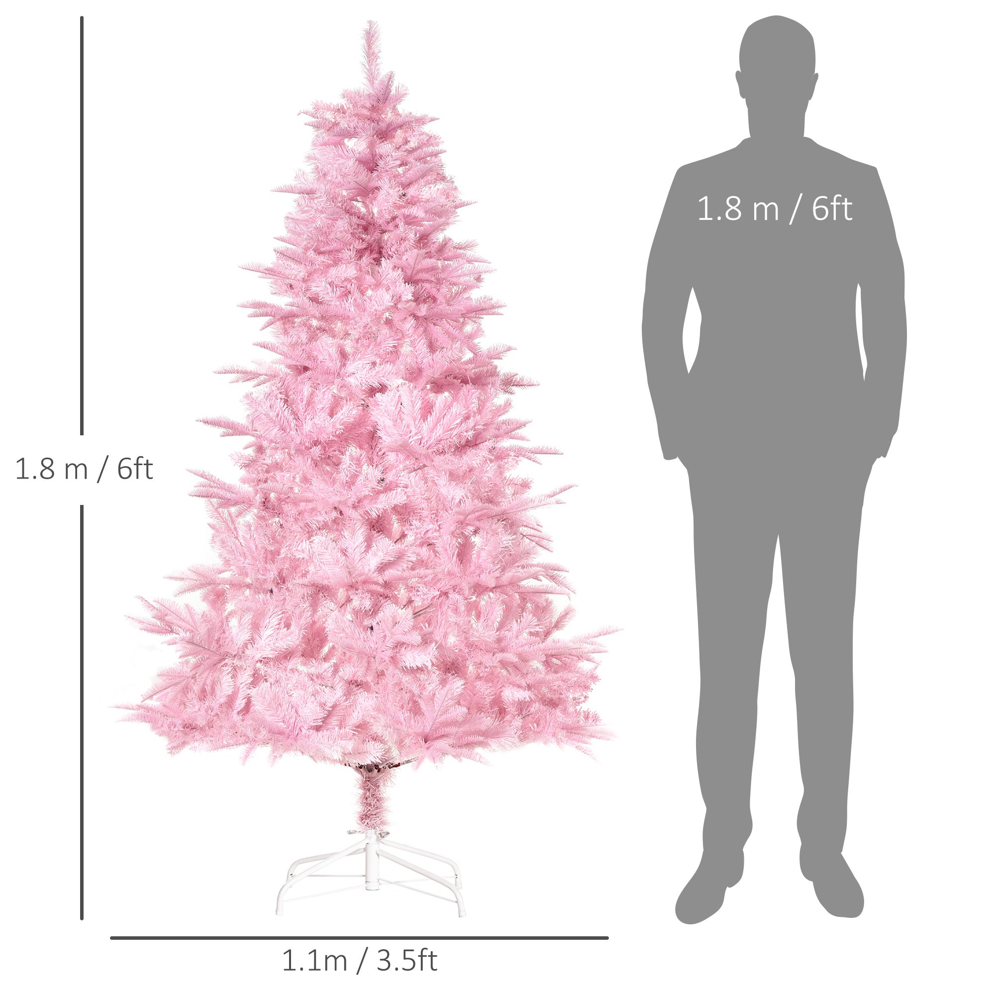 HOMCOM 6FT Pop-up Artificial Christmas Tree Holiday Xmas Holiday Tree Decoration with Automatic Open for Home Party, Pink - anydaydirect
