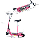 HOMCOM 120W Teens Foldable Kids Powered Scooters 24V Rechargeable Battery Adjustable Ride on Outdoor Toy (Pink) - anydaydirect