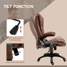 Vinsetto Massage Recliner Chair Heated Office Chair with Six Massage Points Microfiber Cloth 360° Swivel Wheels Brown - anydaydirect
