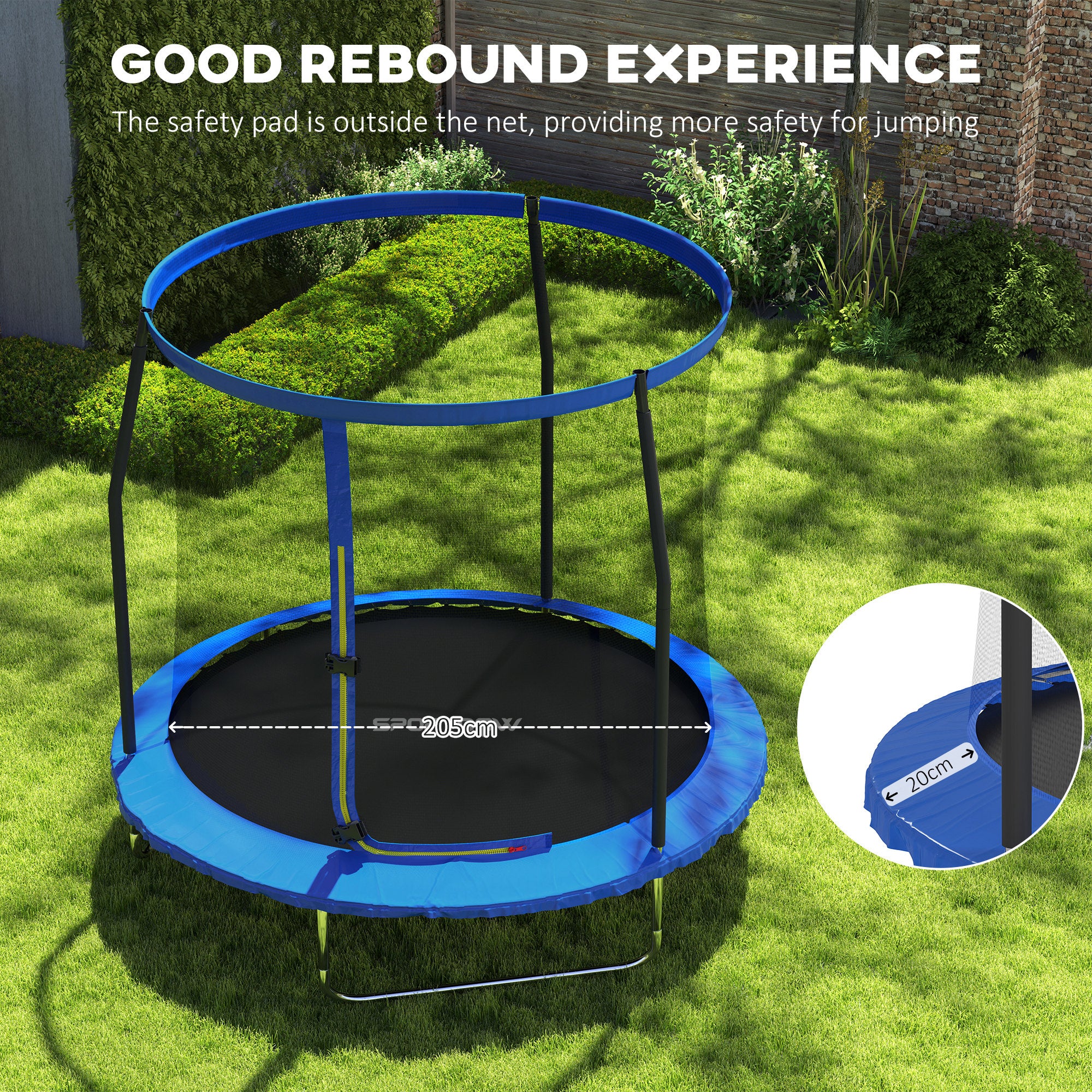 SPORTNOW 8ft Trampoline with Safety Enclosure Net, Steel Frame Outdoor Trampoline, with Edge, Safety Cover - anydaydirect