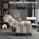 HOMCOM Wingback Recliner Armchair for Living Room, Pushback Reclining Chair with Round Armrests, Footrest and Rubber Wood Legs, Khaki - anydaydirect