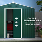 Outsunny 8 x 6 ft Metal Garden Storage Shed Corrugated Steel Roofed Tool Box with Ventilation and Sliding Doors, Green - anydaydirect