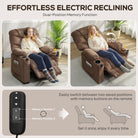 HOMCOM Electric Massage Recliner Armchair with Vibration, Heat, Whisper-Quiet Motor, Memory Function, Fleece Power Reclining Chair with Spring Pack, USB Port, Footrest, Side Pocket, Cup Holders, Brown - anydaydirect