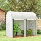 Outsunny 200 x 100cm Walk-In Greenhouse, with Zipped Doors - White - anydaydirect