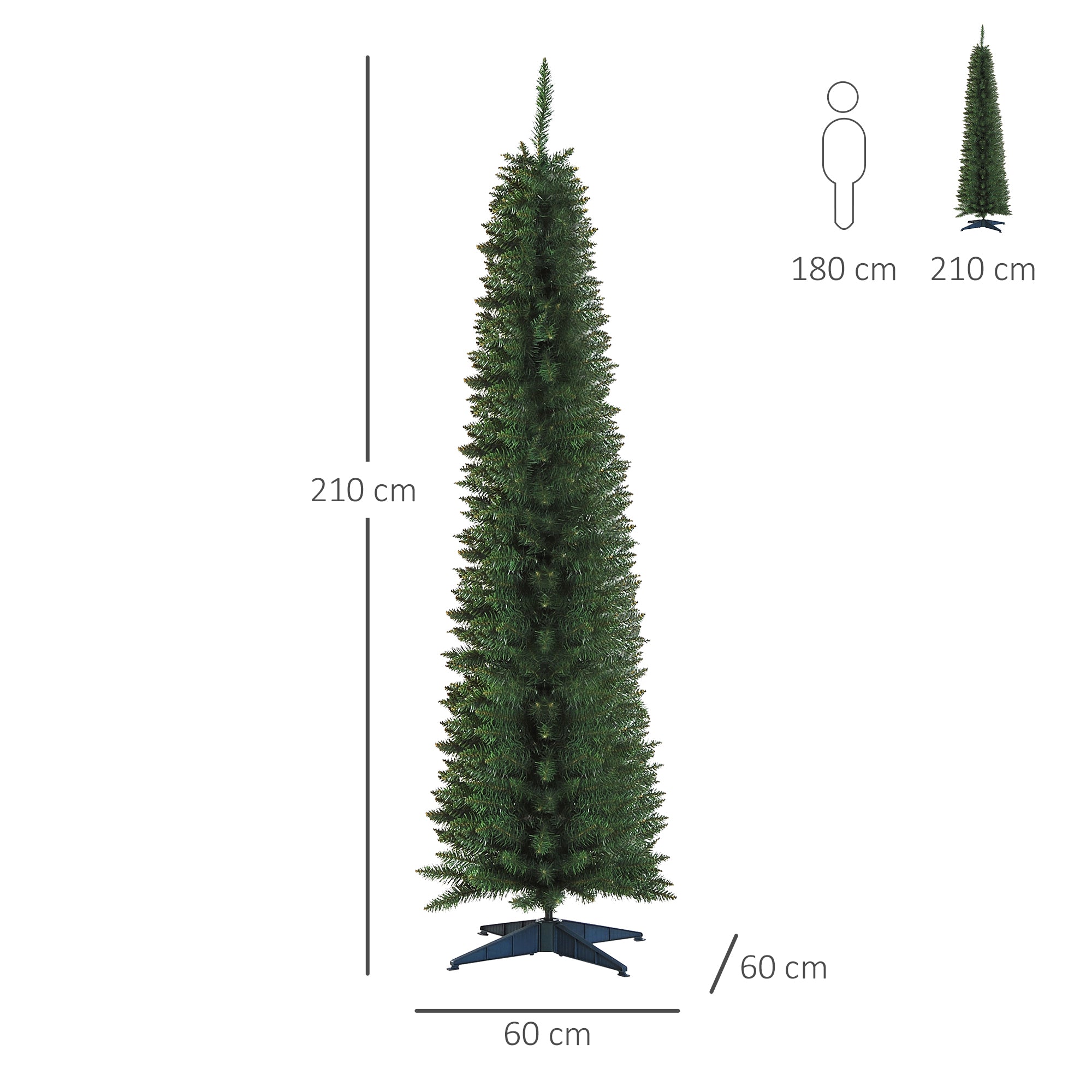 HOMCOM 2.1m Artificial Christmas Tree Pine Tree W/Plastic Stand-Green - anydaydirect