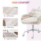 Vinsetto Unicorn Home Office Chair, Height Adjustable Fluffy Desk Chair with Armrests and Swivel Wheels, Colourful - anydaydirect