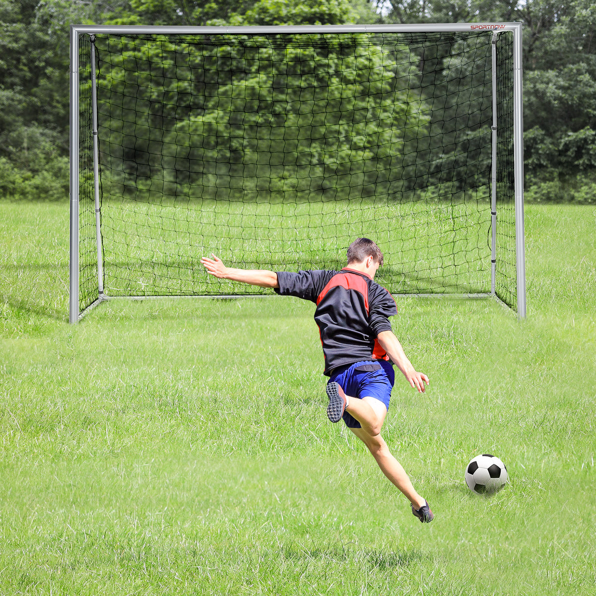 SPORTNOW 10ft x 6.5ft Football Goal, Football Net for Garden with Grou ...