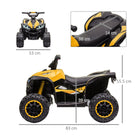 HOMCOM Kids' 12V Electric Quad Bike: Ride-On ATV with Forward/Reverse, Speed Control, Suspension, Horn & Music, Yellow - anydaydirect
