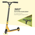 HOMCOM Stunt Scooter, 360° Entry Level Tricks Scooter w/ Lightweight Aluminium Deck and ABEC 7 Bearing, For Age 14+ Beginners, Gold Tone - anydaydirect
