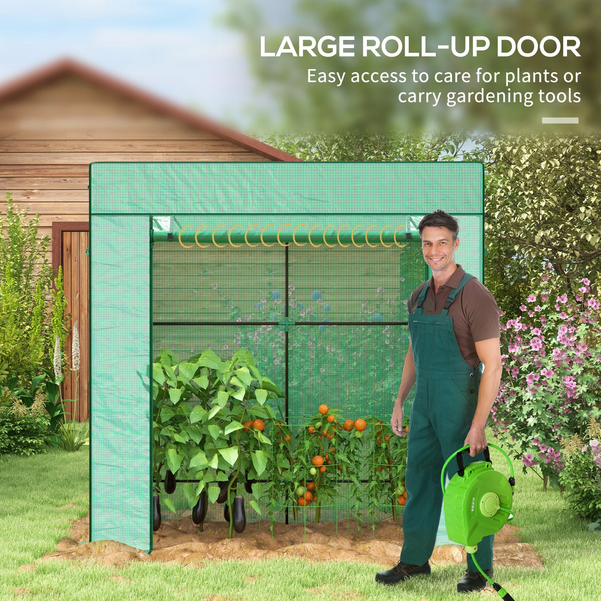 Outsunny 77 x 196cm Walk-In Greenhouse, with Accessories - anydaydirect