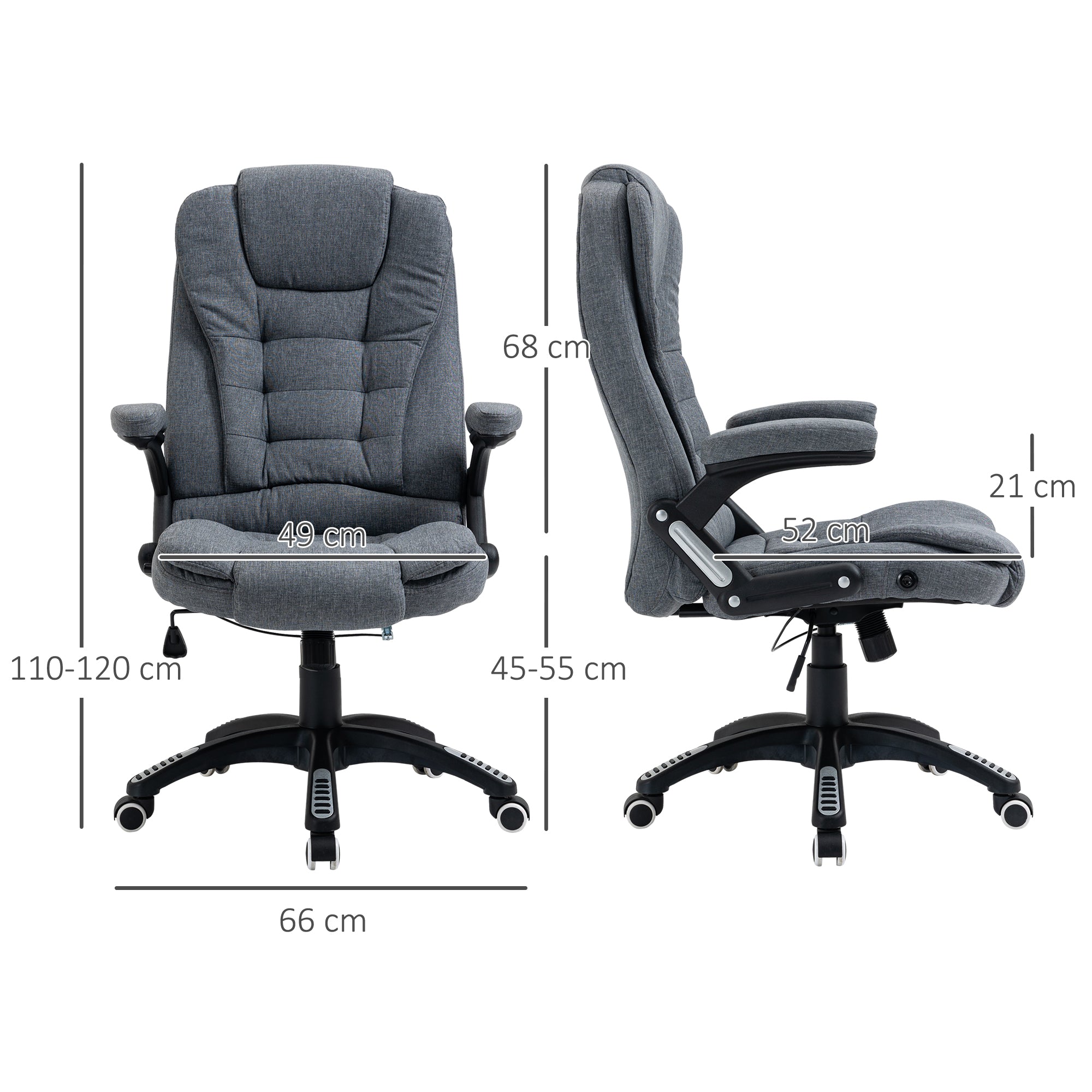 Vinsetto Ergonomic Office Chair Comfortable Desk Chair with Armrests Adjustable Height Reclining and Tilt Function Dark Grey - anydaydirect