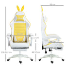 Vinsetto Racing Gaming Chair, Reclining PU Leather Computer Chair with Removable Rabbit Ears, Footrest, Headrest and Lumber Support, Yellow - anydaydirect