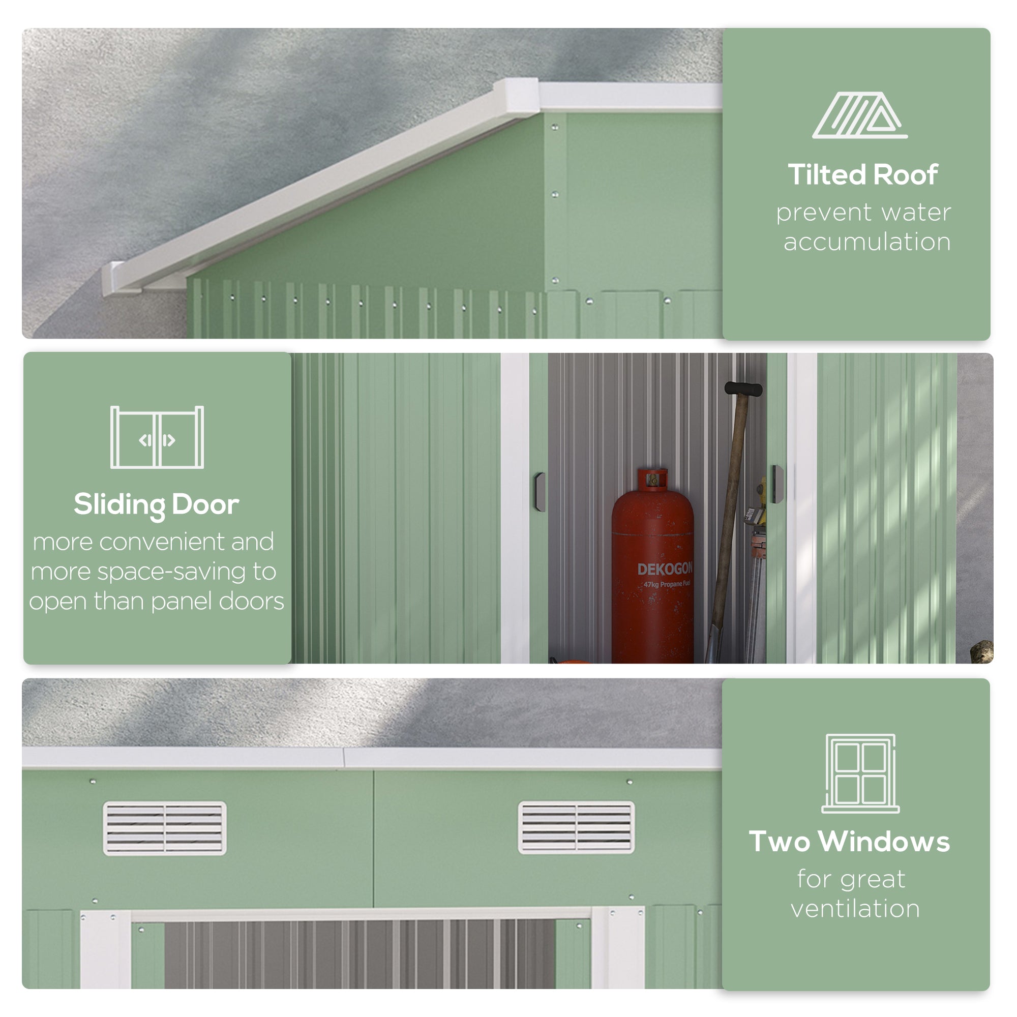 Outsunny 6.8 x 4.3ft Outdoor Garden Storage Shed, Tool Storage Box for Backyard, Patio and Lawn, Light Green - anydaydirect