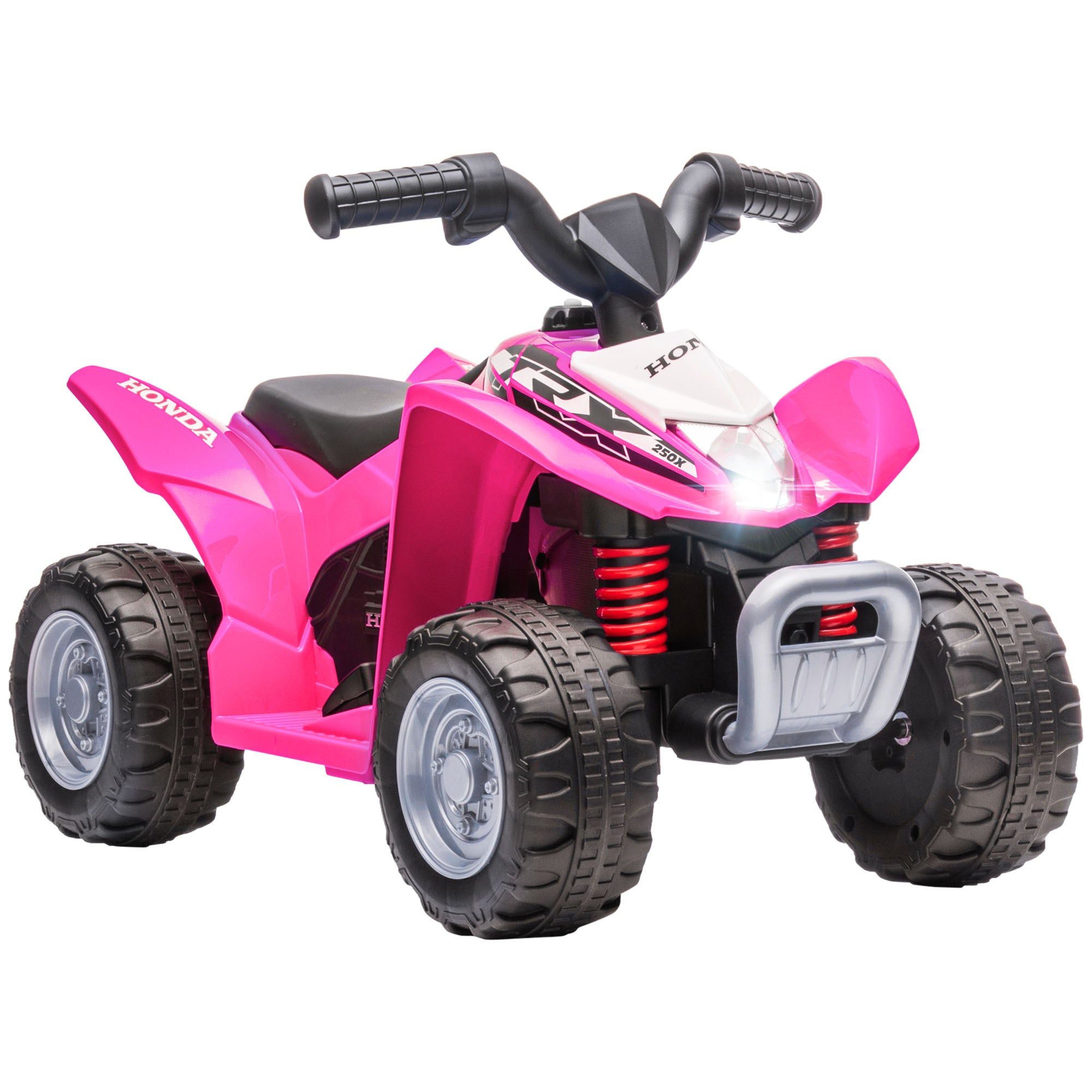 AIYAPLAY Honda Licensed Kids Quad Bike, 6V Electric Ride on Car ATV Toy with LED Light Horn for 1.5-3 Years, Pink - anydaydirect