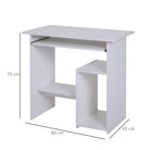 HOMCOM Compact Small Computer Table Wooden Desk Keyboard Tray Storage Shelf Modern Corner Table Home Office White - anydaydirect