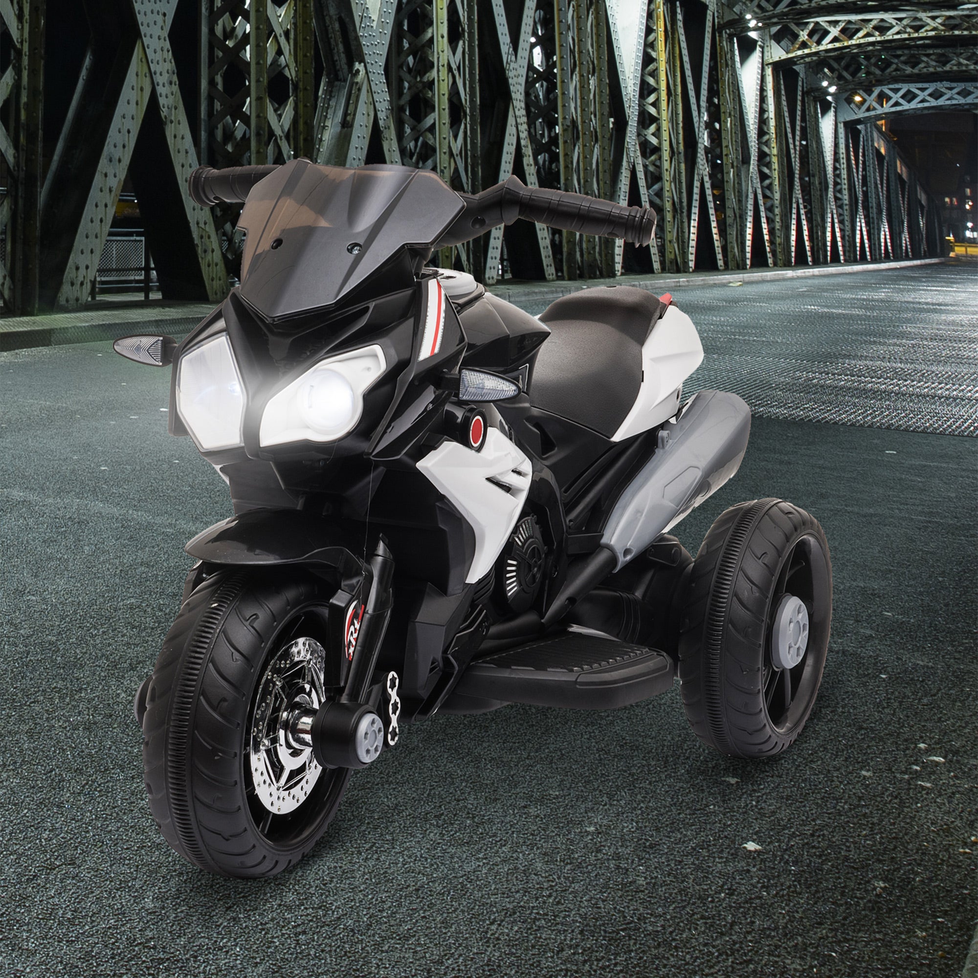 HOMCOM Kids' Motorbike Trike: 6V Battery-Powered Steel Ride-On, Safe & Thrilling, Jet Black - anydaydirect