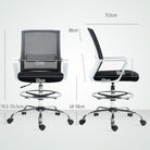 HOMCOM Draughtsman Chair, Mesh Drafting Chair, Ergonomic Office Chair with Lumbar Support, Adjustable Foot Ring, Black - anydaydirect
