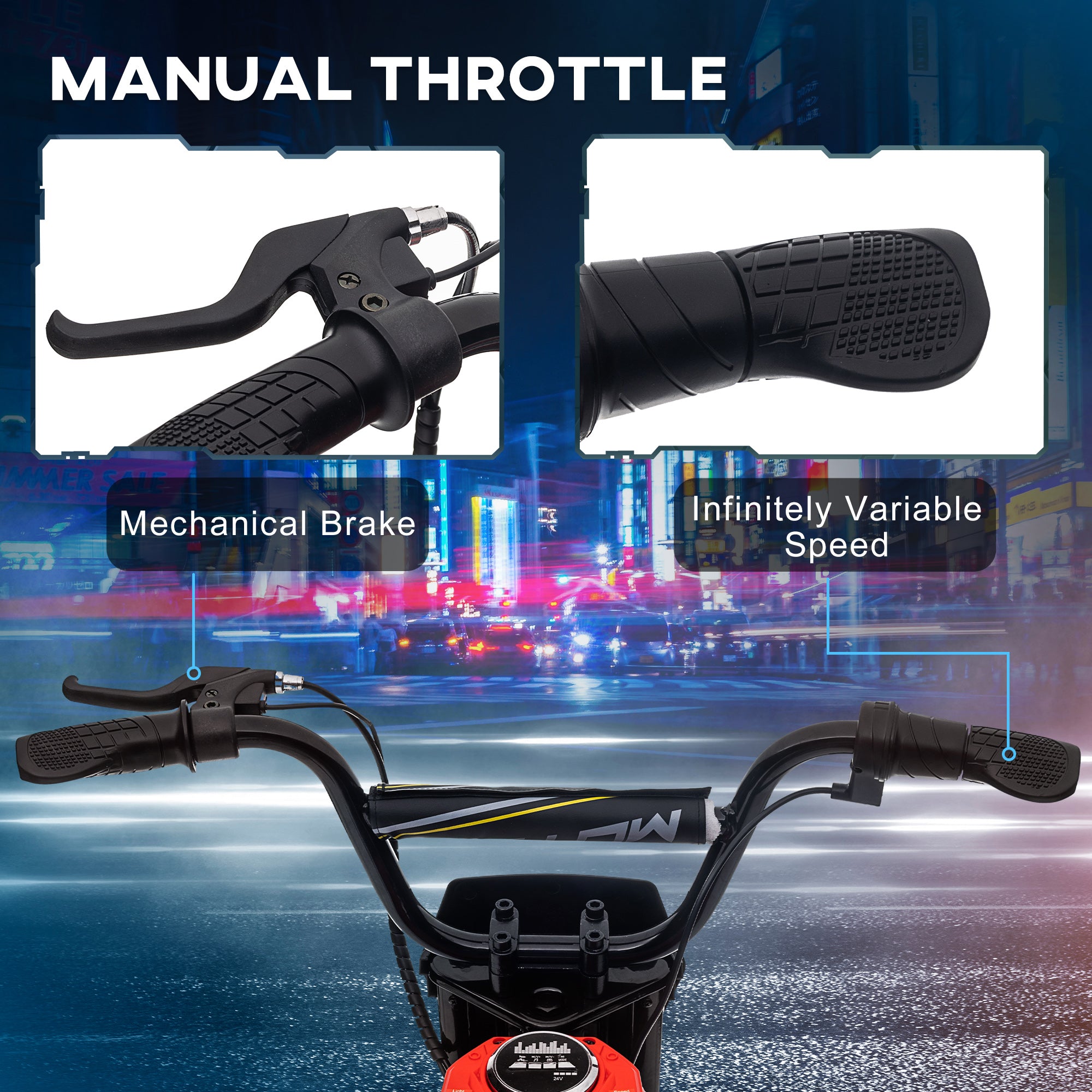 HOMCOM 24V Electric Motorbike, Dirt Bike with Twist Grip Throttle, Music Horn, 12" Pneumatic Tyres, 16 Km/h Max. Speed, Red - anydaydirect