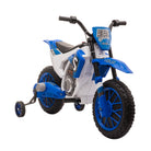 HOMCOM 12V Kids Electric Motorbike Ride On Motorcycle Vehicle Toy with Training Wheels for 3-5 Years Old, Blue - anydaydirect