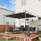 Outsunny Retractable Pergola Shade Cover, Replacement Canopy Fabric for 3 x 3 (m) Pergola, Gazebo Retractable Roof, Dark Grey - anydaydirect