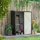 Outsunny 5.3ft x 3.1ft Outdoor Storage Shed, Garden Metal Storage Shed w/ Single Door for Backyard, Patio, Lawn, Charcoal Grey - anydaydirect
