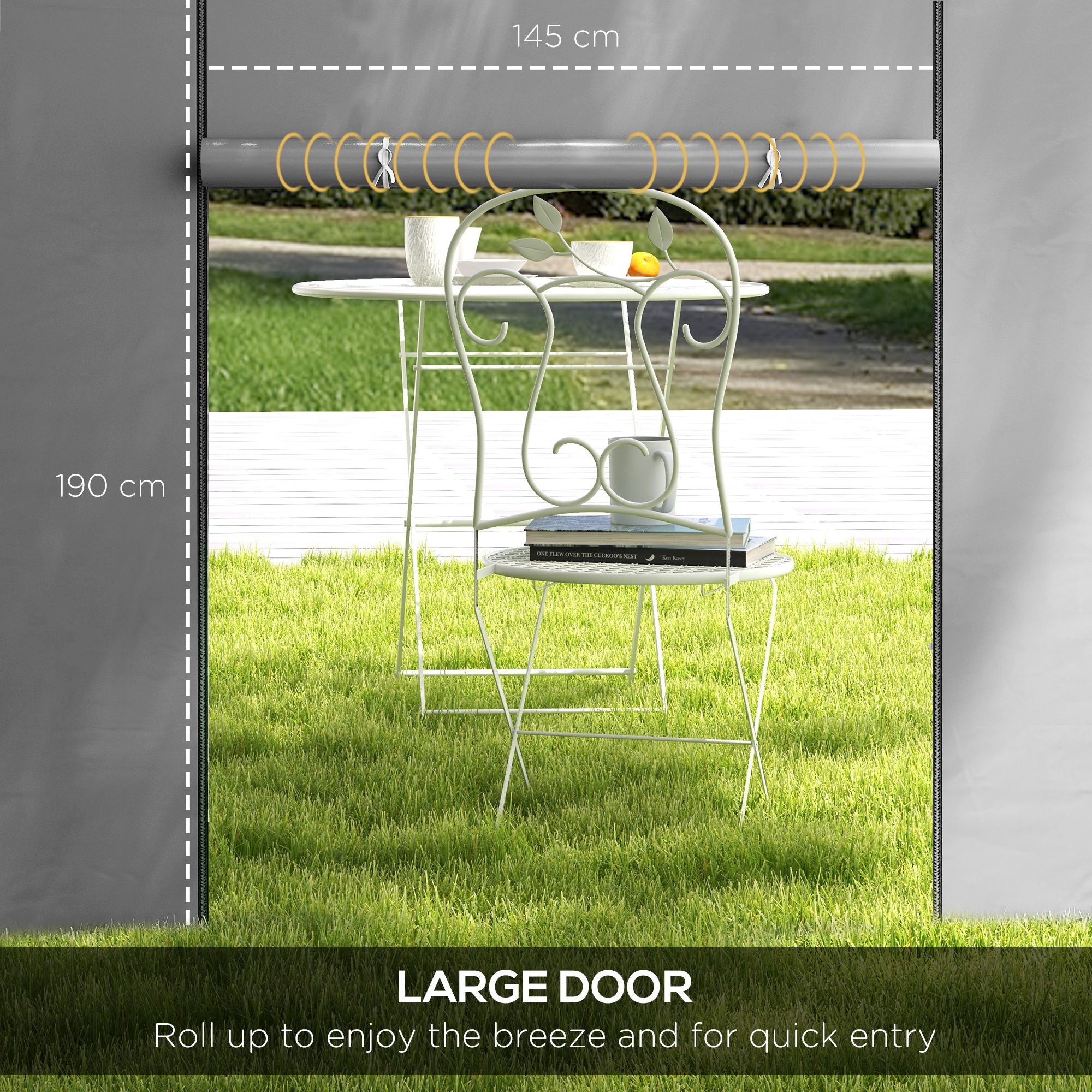 Outsunny Gazebo Side Panels, 2 Pack Sides Replacement, for 3x3(m) or 3x6m Pop Up Gazebo, with Windows and Doors, Light Grey - anydaydirect