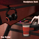 HOMCOM Gaming Desk 120 x 65 cm Steel Frame with Cup Holder, Headphone Hook, Adjustable Feet and Cable Organiser, Home Office Computer Table, Black - anydaydirect